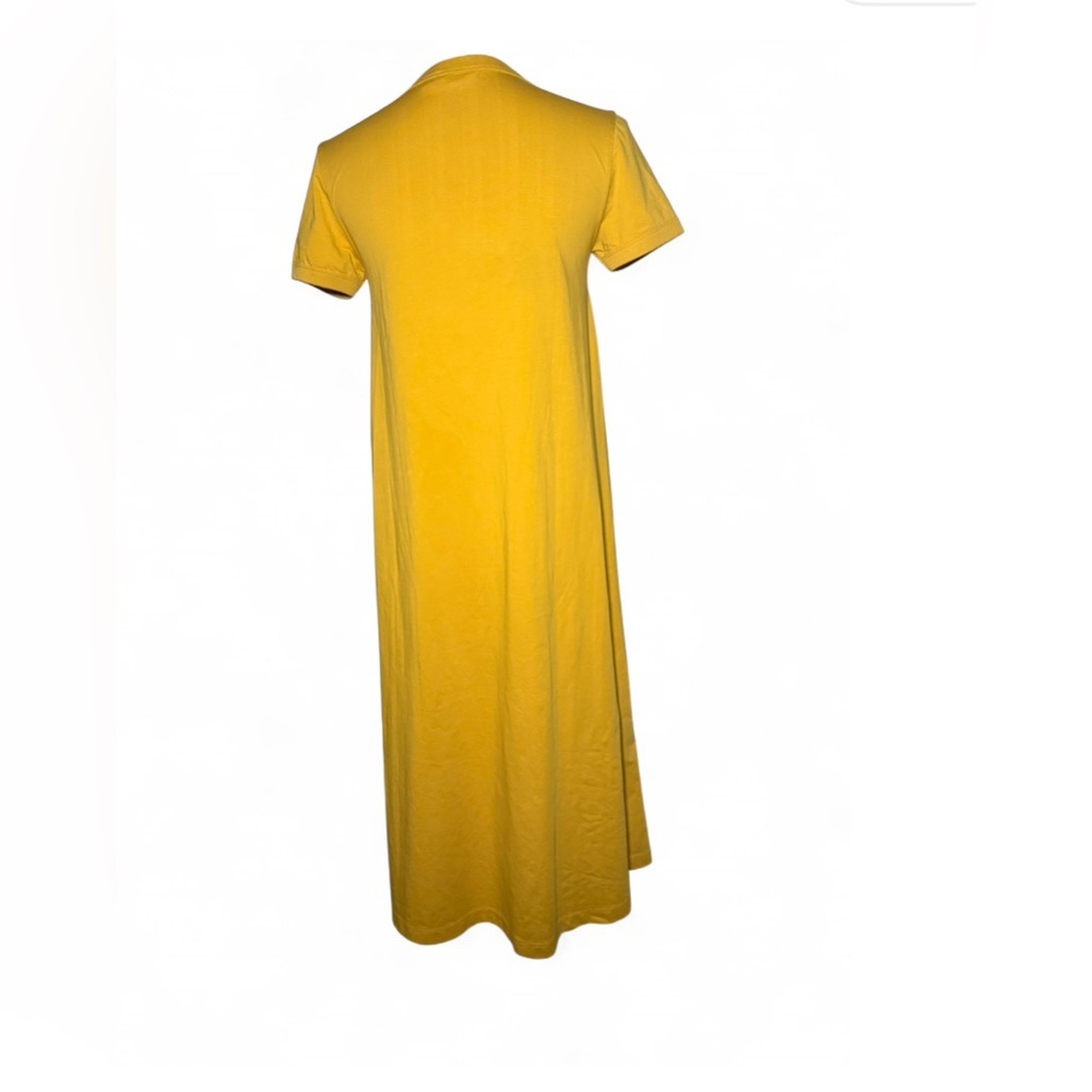 Uniqlo U Mustard Yellow Maxi Dress Minimalist Short Sleeve XS - Picture 8 of 8